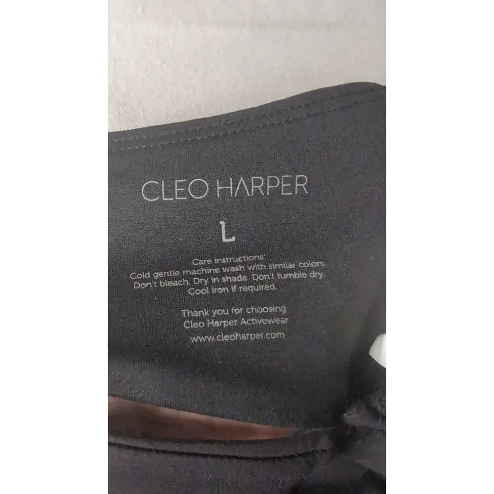 Cleo Harper Sports Bra Large Black Strappy Longline Athleisure - Picture 6 of 8